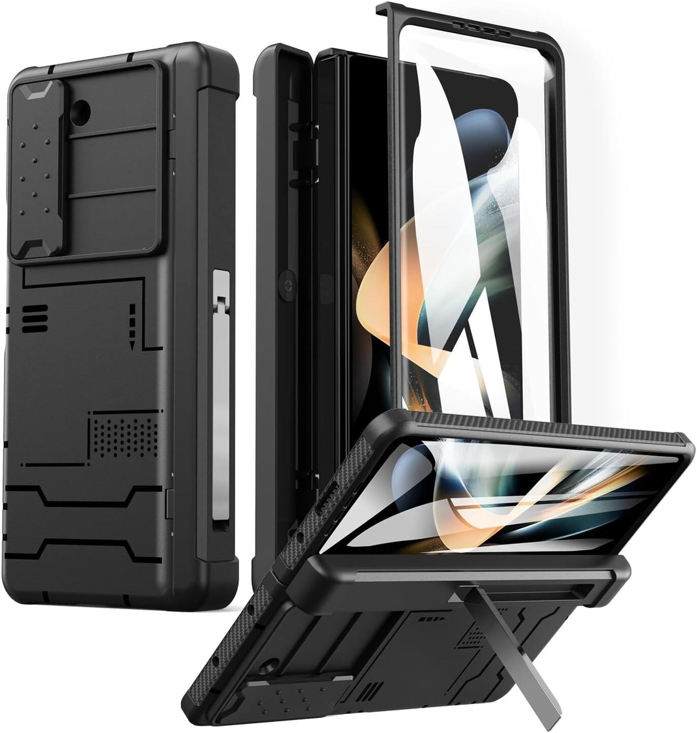 for Galaxy Z Fold 5 Case Original Builtin Screen Protector with S Pen Holder 360