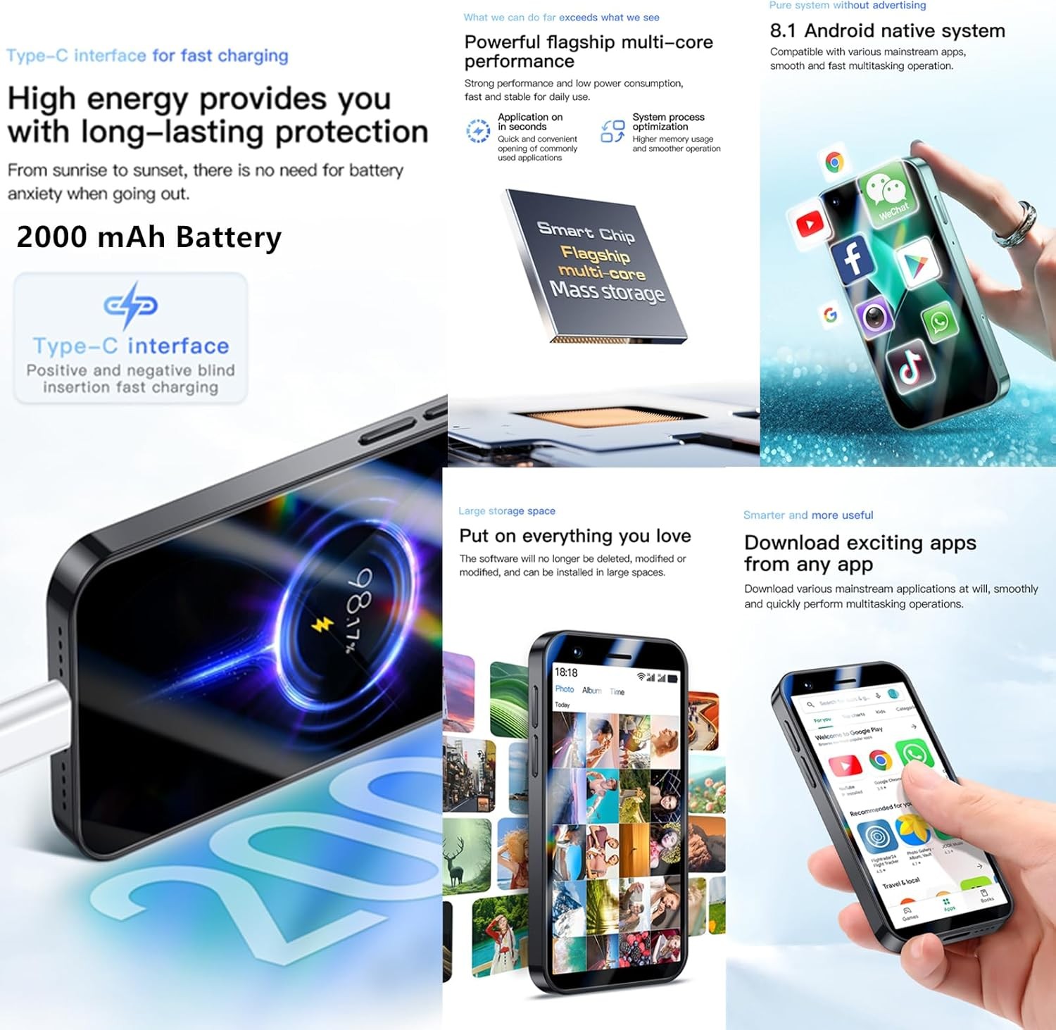 XS15 3G Mini Smartphone 3.0 Inch WiFi GPS Quad Core Android Cell Phones Camera