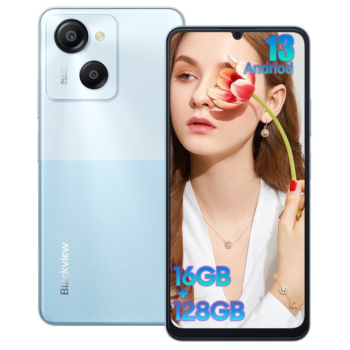 Blackview COLOR 8 4G Smartphone 16GB+128GB 6.75″ Android 13 Dual SIM 50MP Unlock