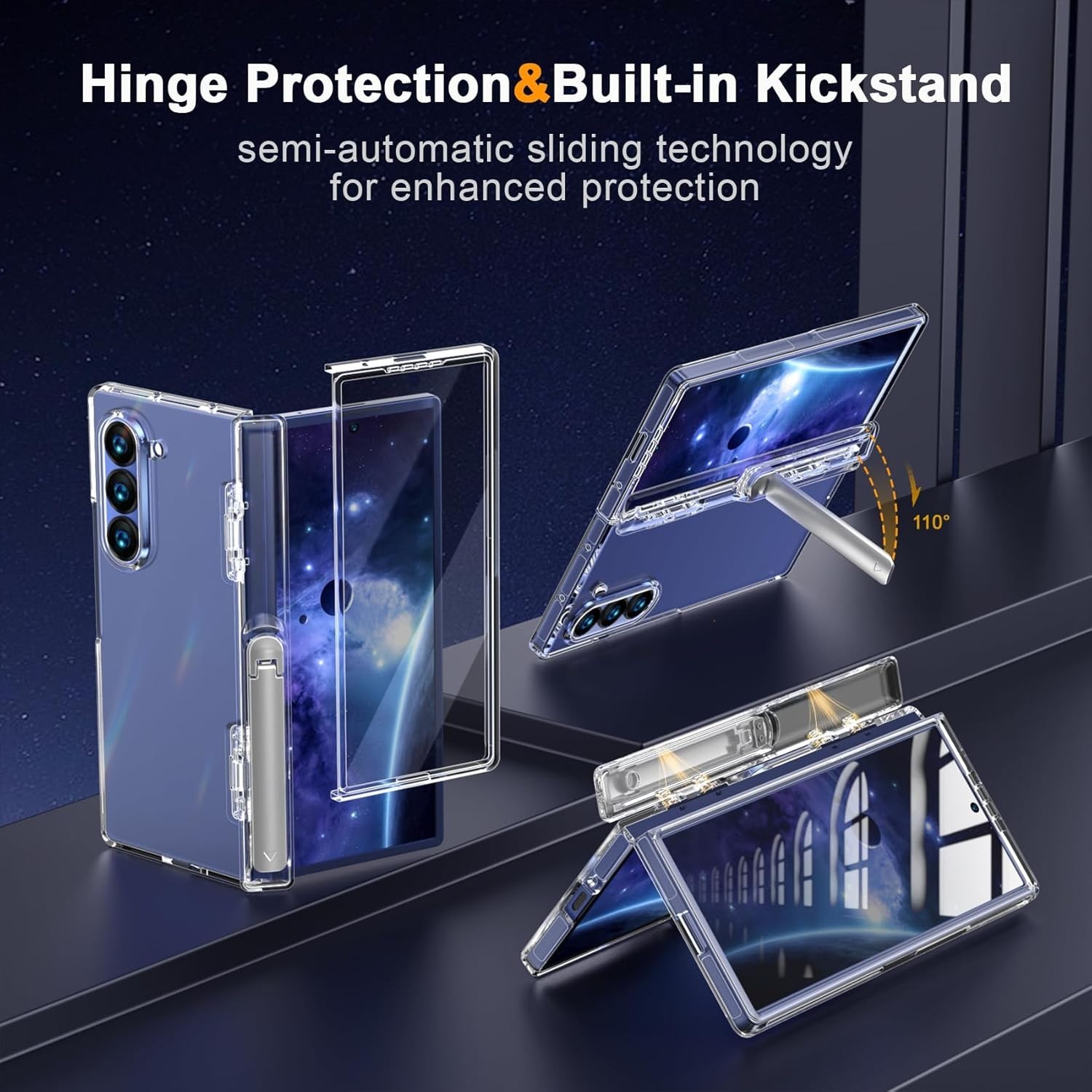 Samsung Galaxy Z Fold 6 Case with Kickstand Full Body Plastic Stylish Shockproof