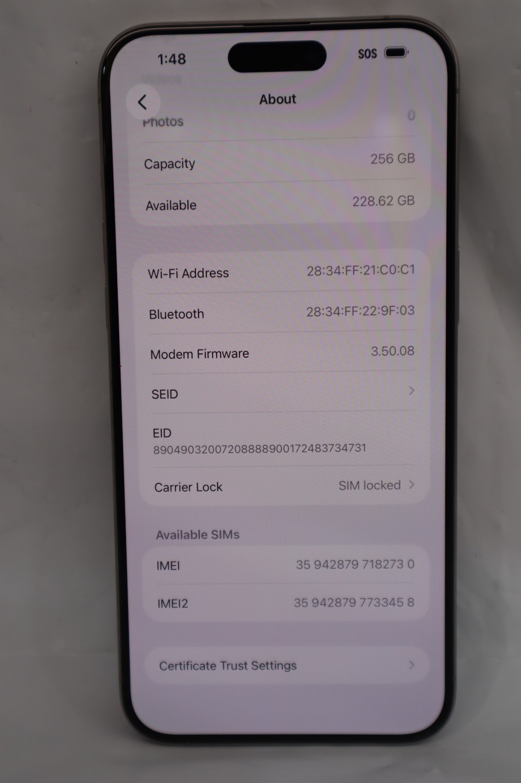 BAD E¤N Apple iPhone 15 Pro Max A2849 256GB AT&T SIM-LOCKED (85% Batt) #20750