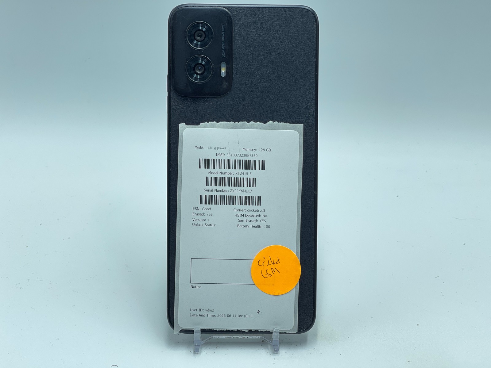 LOT of 2 Motorola moto g power 5G 2024 128GB XT2415-5 (Cricket) Black (E-0003)
