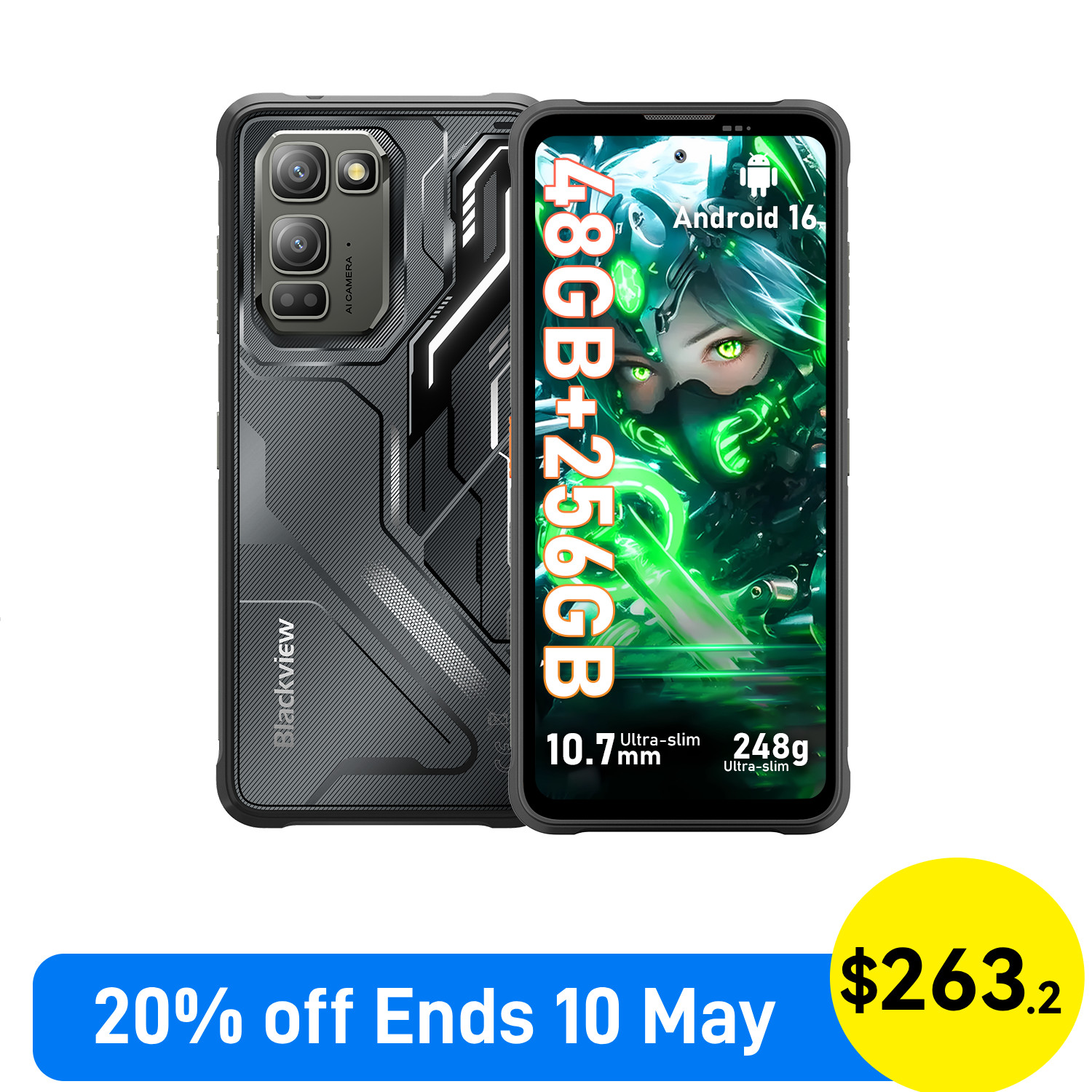 Blackview FORT 5 Rugged Smartphone 48GB+256GB 6.78″ 5000mAh Android 16 108MP NFC