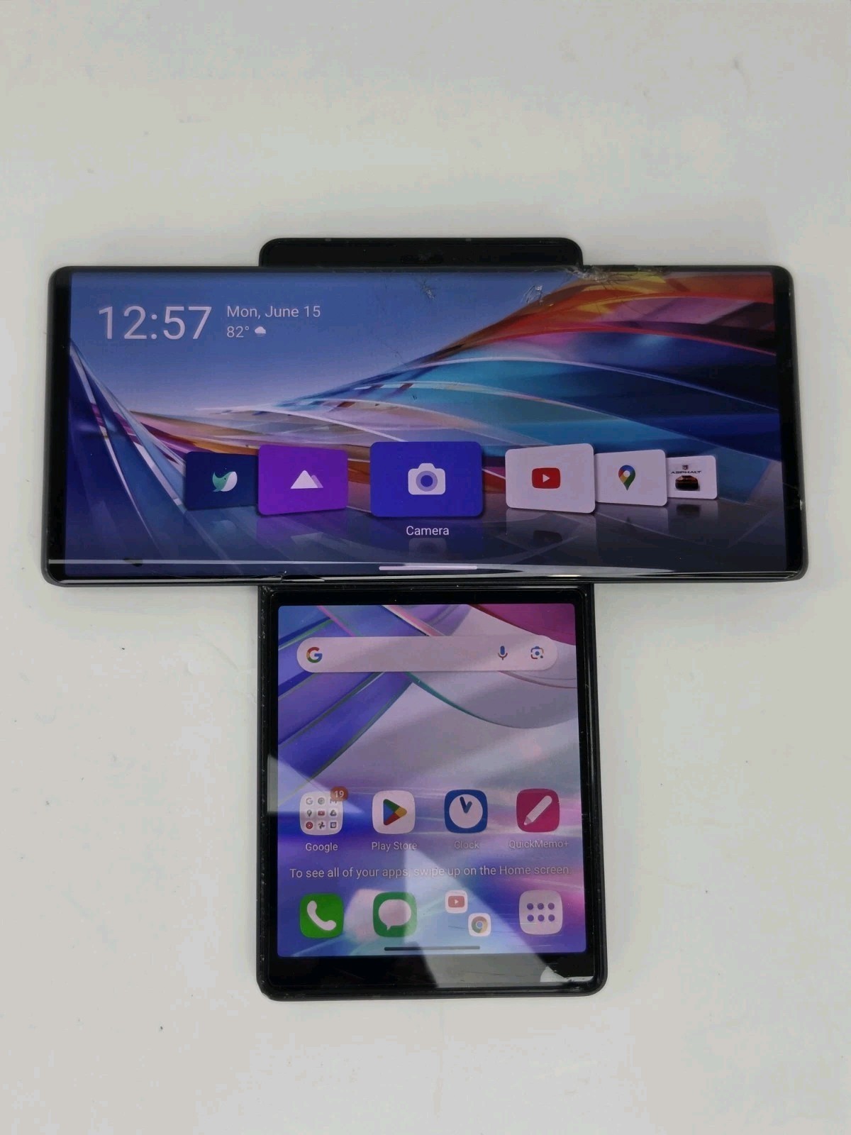 LG Wing LM-F100TM FOR PARTS ONLY (Cracked/Damaged Screen) LOCKED