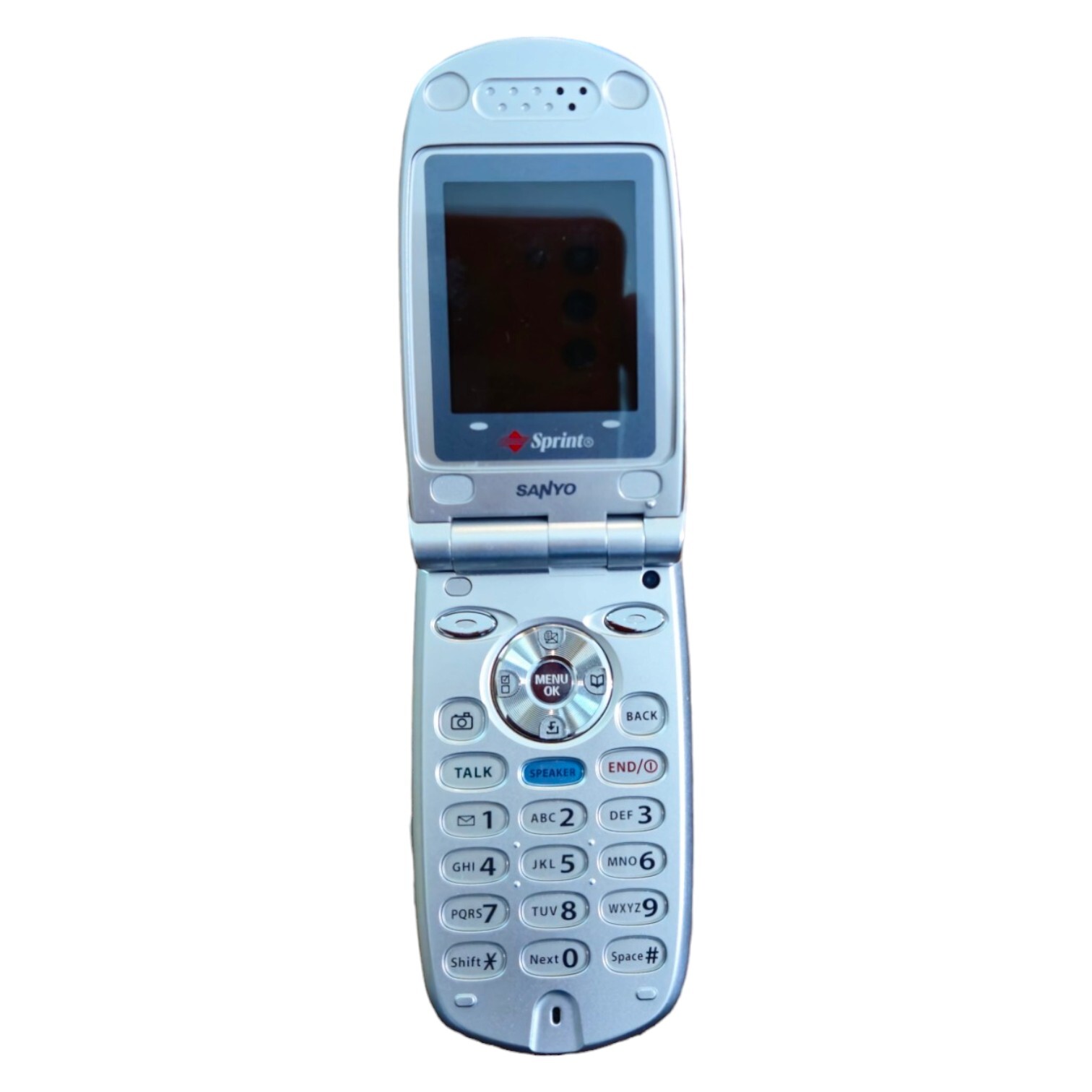 Sanyo PM-8200 Silver 1.8″ LCD Built-In Camera Sprint Flip Cell Phone NOT TESTED