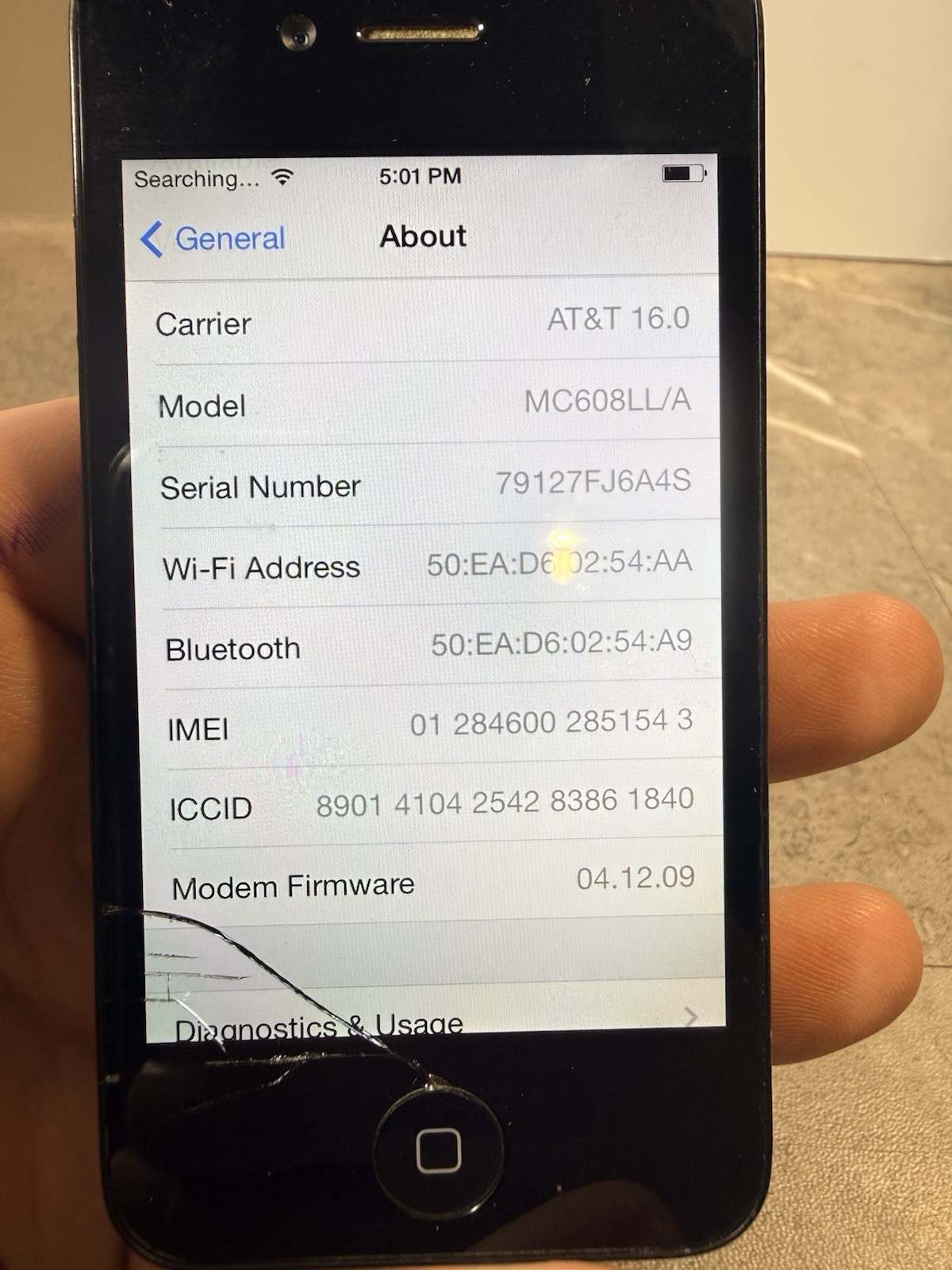 Apple iPhone 4 – 16GB – Black (AT&T) Model A1332 RESET