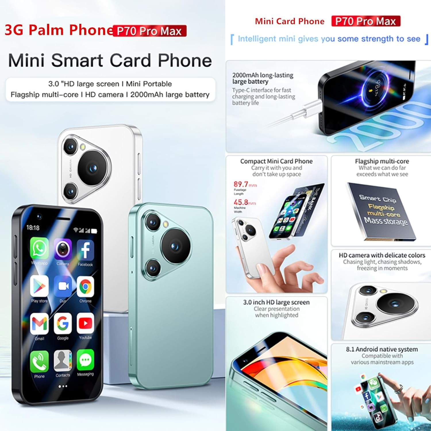 XS15 3G Mini Smartphone 3.0 Inch WiFi GPS Quad Core Android Cell Phones Camera