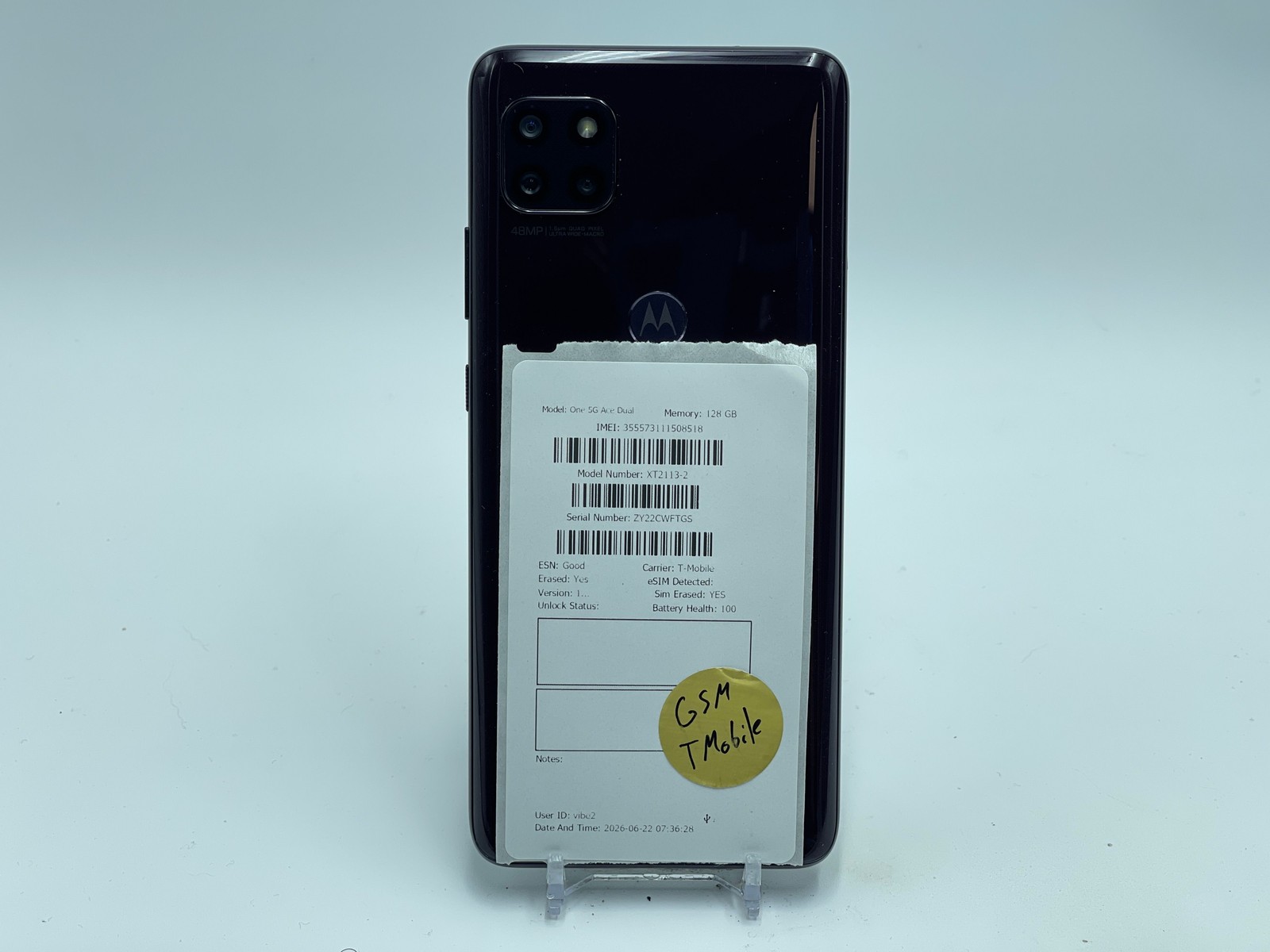 Motorola One 5G Ace 128GB XT2113-2 (T-Mobile-GSM Unlocked) Purple (E-0073)