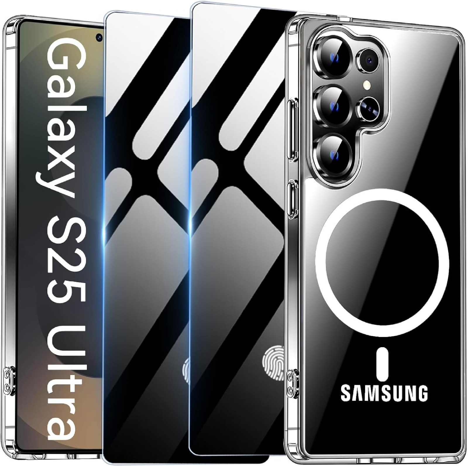Magnetic Case for Samsung Galaxy S25 Ultra with 2 Privacy Screen Protector [Comp