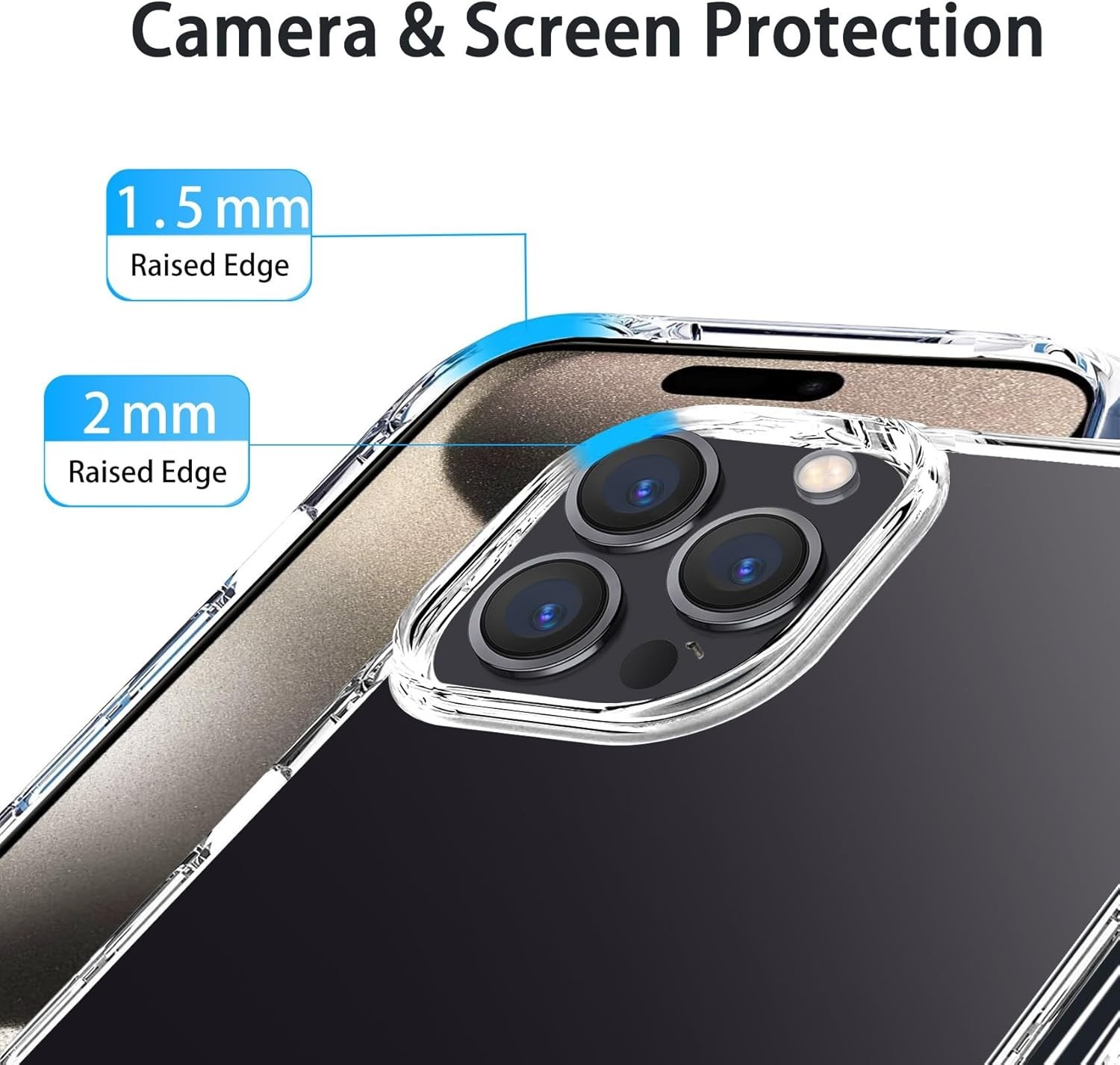 JJGoo Compatiable with iPhone 15 Pro Max Case Clear, Transparent Shockproof Phon
