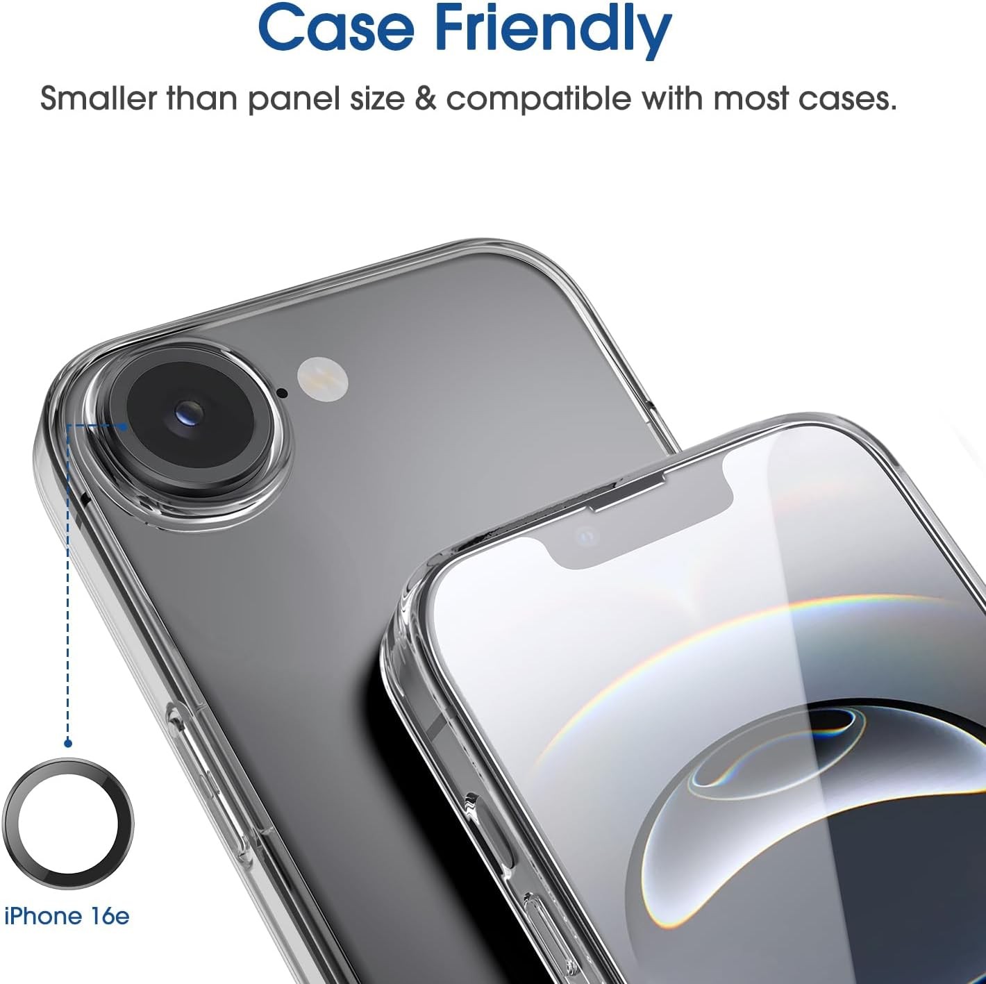 2PCS Screen Protector & Camera Lens Protector for iPhone 16e 6.1 Inch Anti Scrat