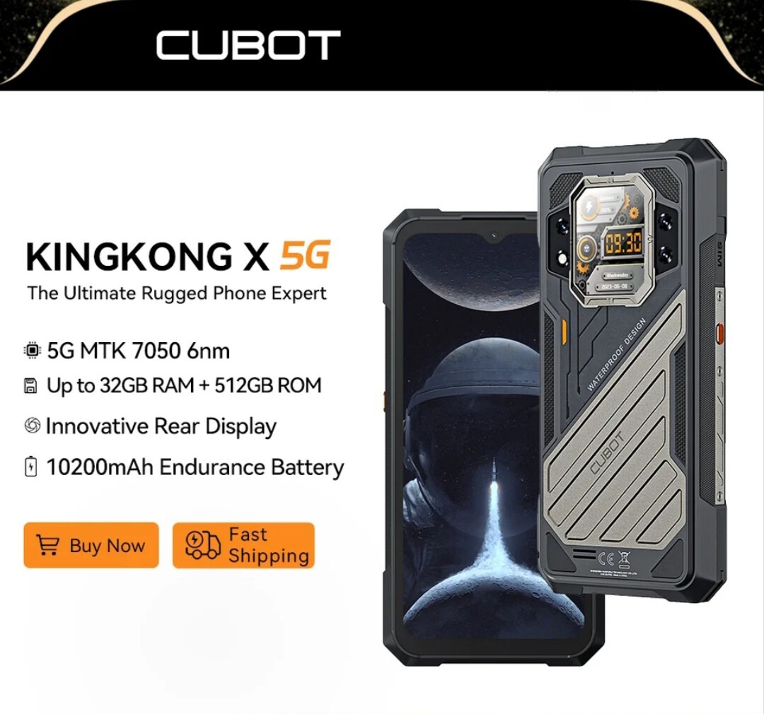 Cubot KingKong X 5G Rugged Smartphone 32GB+512GB 6.58″ 120Hz NFC + Rugged Watch