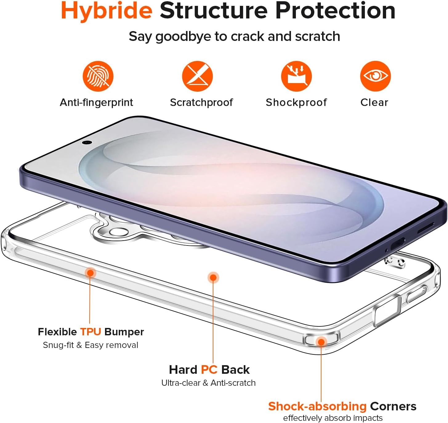 3-in-1 Case for Samsung Galaxy S26 Plus 6.7” with Tempered Glass Screen Protecto