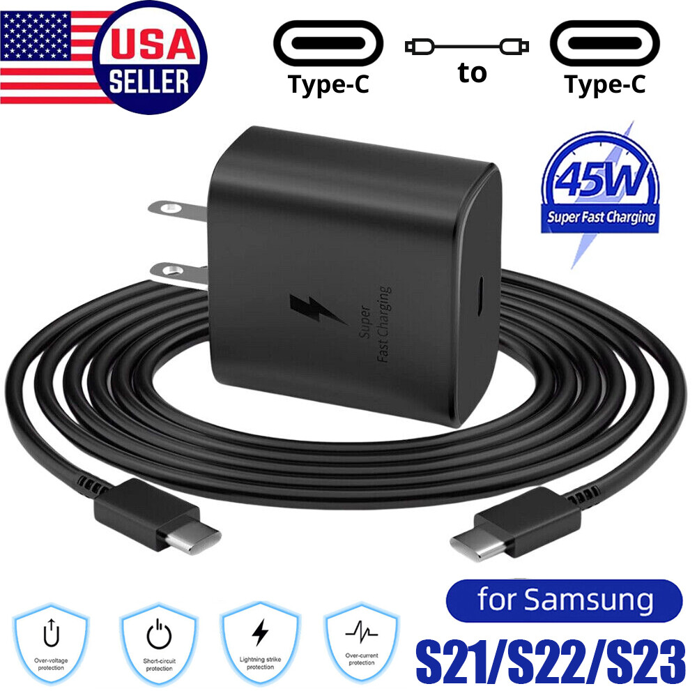 45W Super Fast Charging Type C Wall Charger+Cable Fit Samsung Galaxy S23-S20 MO