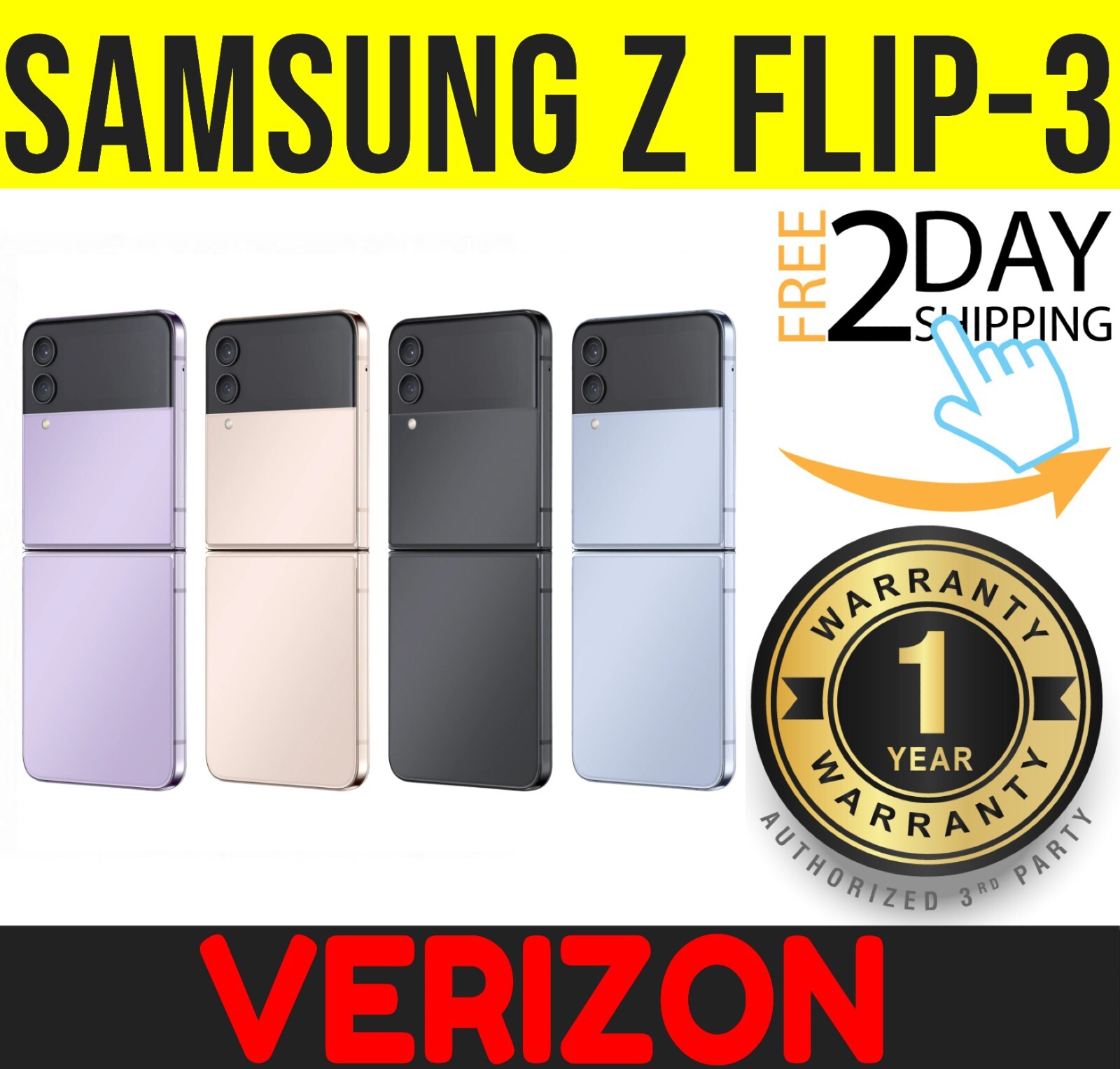 SAMSUNG GALAXY Z FLIP3 5G 128GB / 256GB SM-F711U (VERIZON ONLY) ⚫️⚪️🟣 ❖SEALED❖