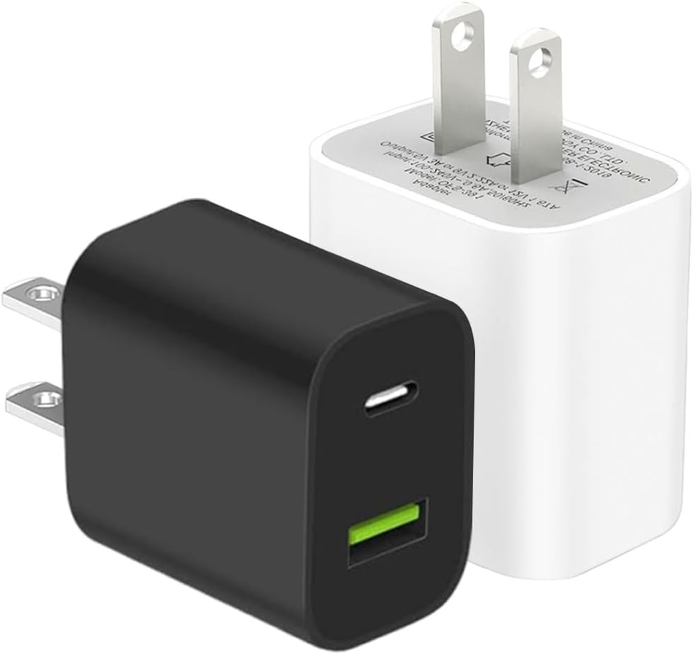 2 Pack USB C Charger Block, Dual Port Type C Wall Charger Fast Charging 20W Adap
