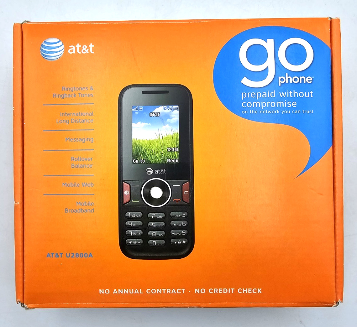 AT&T U2800A Prepaid Go Phone Without Sim Card Box Power Cord