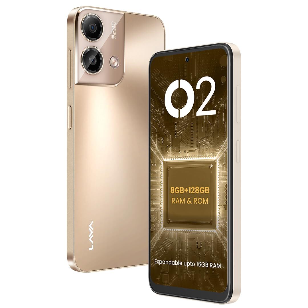 Lava O2 Factory Unlocked-Dual SIM-4G LTE-6.5inch 90Hz Punch Hole Display-GOLD