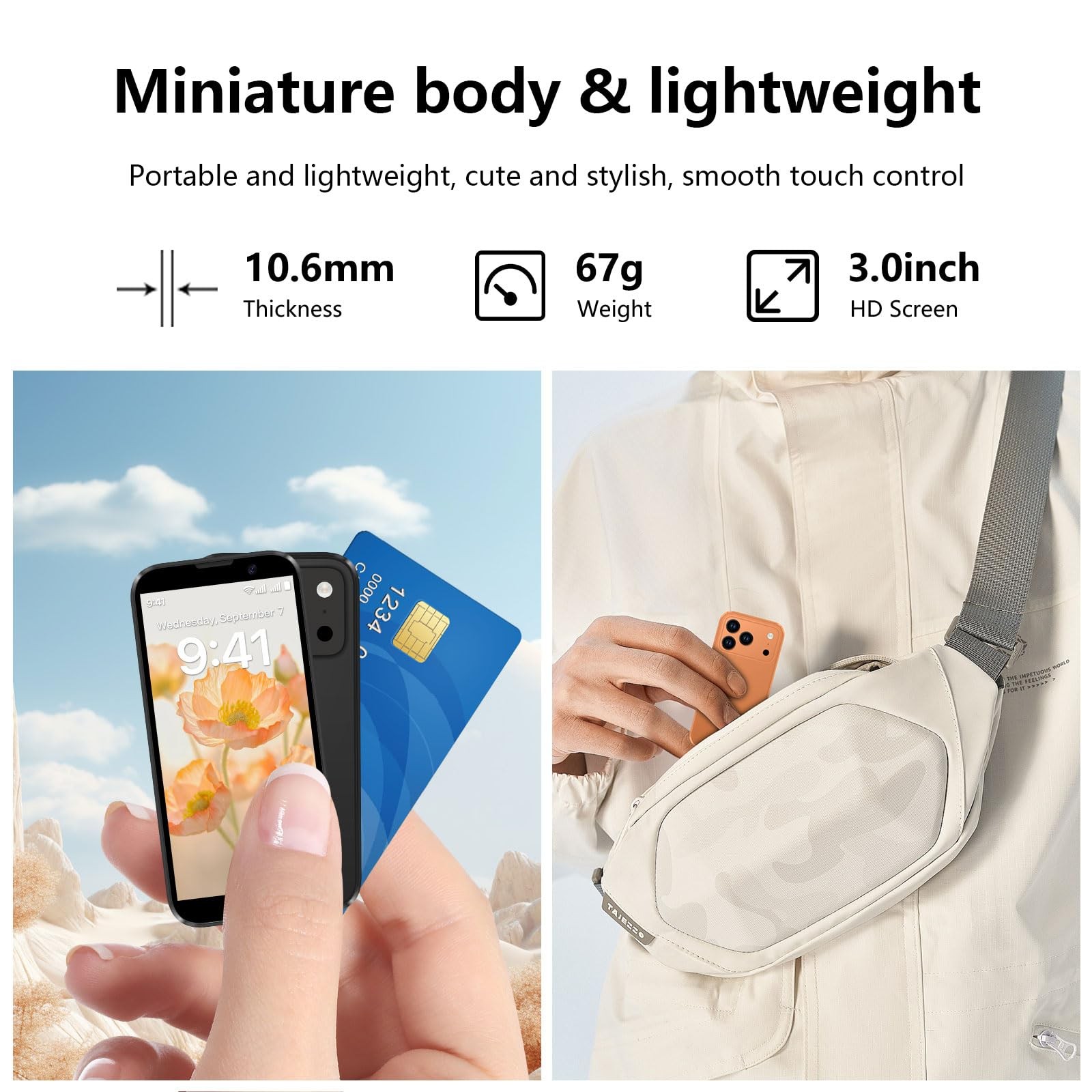 Mini Smartphone 3.0″ HD Touchscreen – Unlocked Android Compact Mobile Phone f…