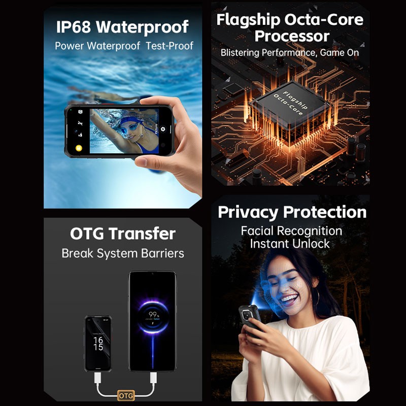 MINI 4G LTE Android Rugged Phone ZELLO Waterproof Outdoors Mobile Unlocked UNIWA