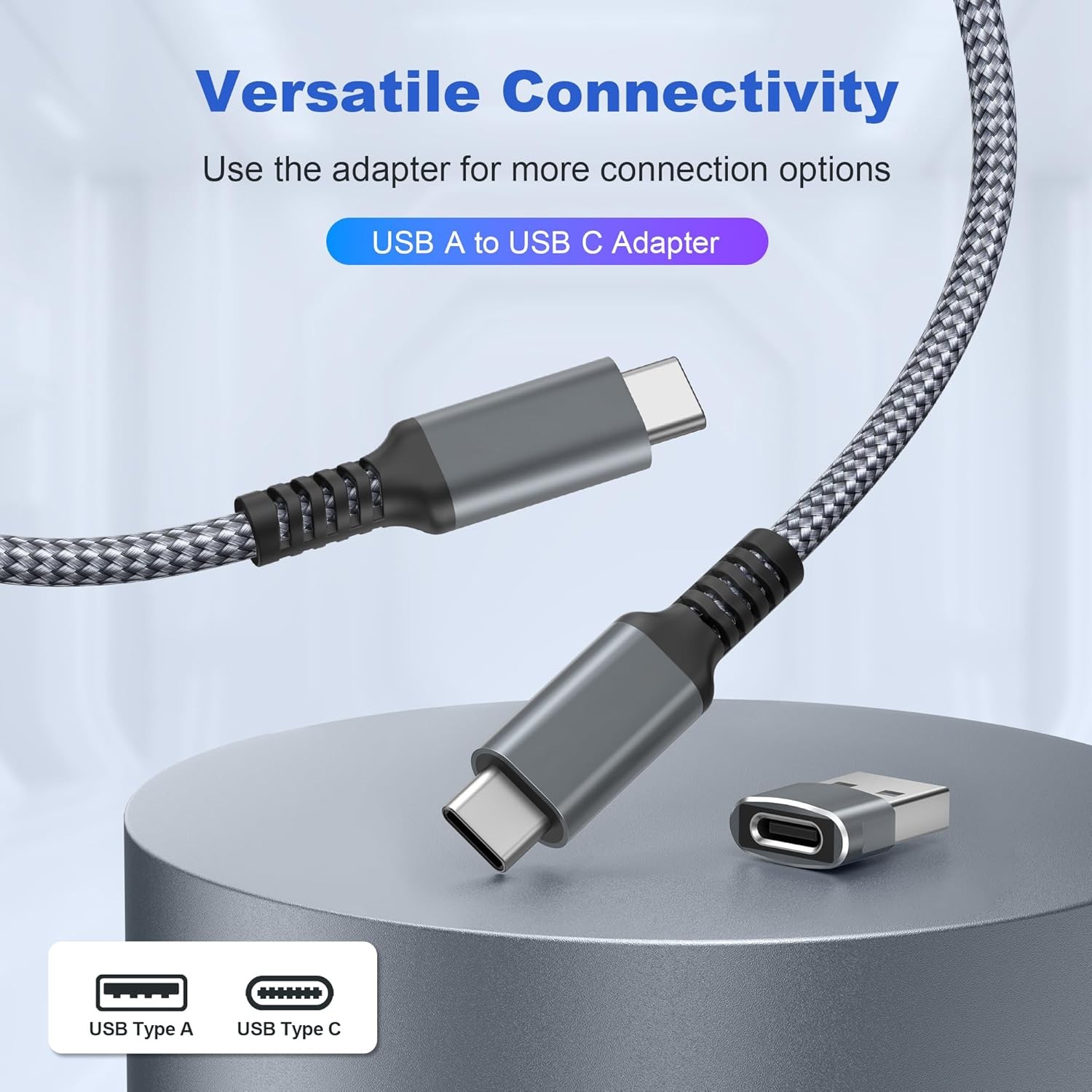 60W USB-C Fast Charger Adapter for iPhone 15 Plus, iPad 10, 10FT Cable