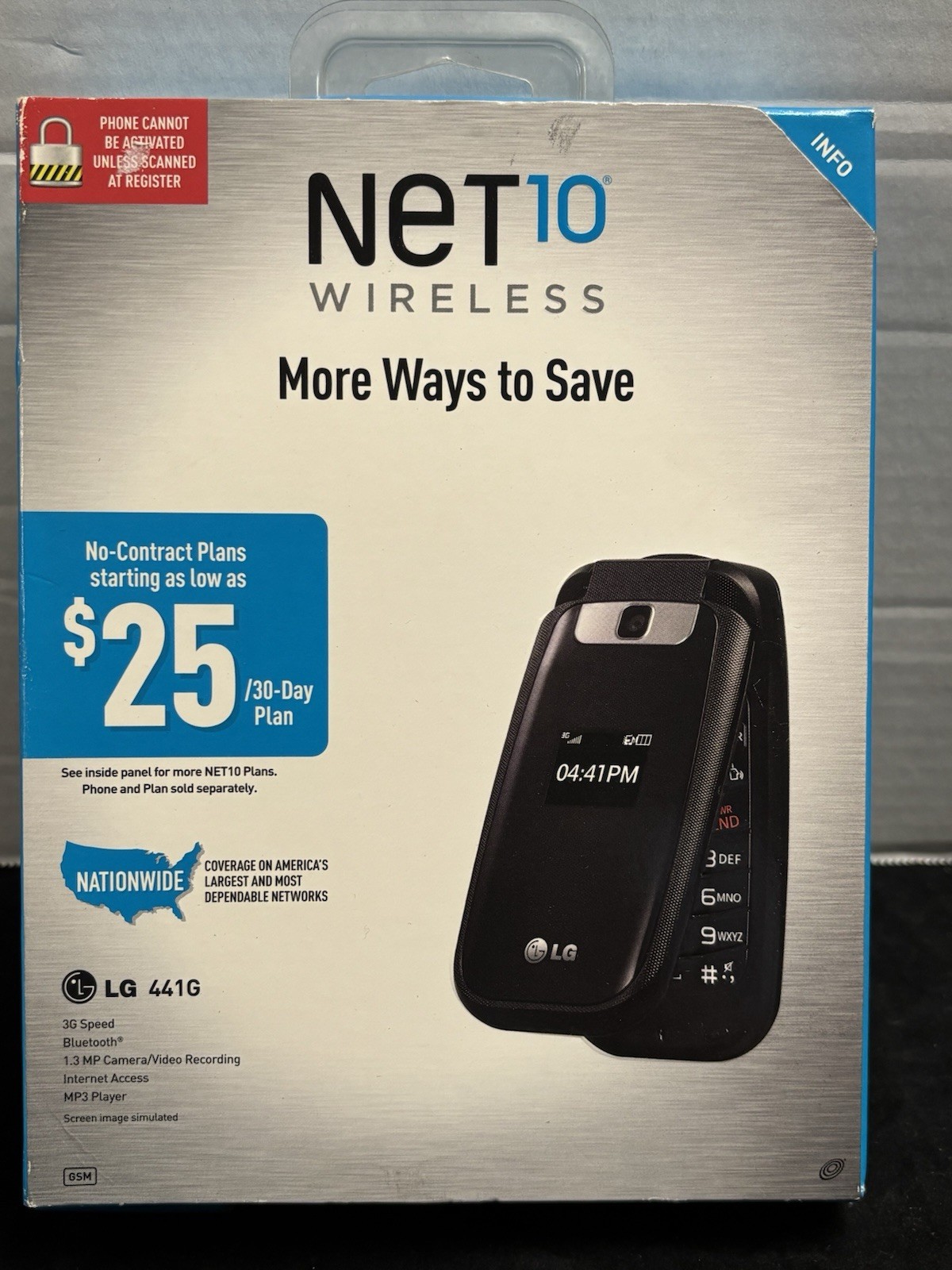 LG 441G Black Tracfone Net10 Wireless Mobile Cellular Flip Phone——-20