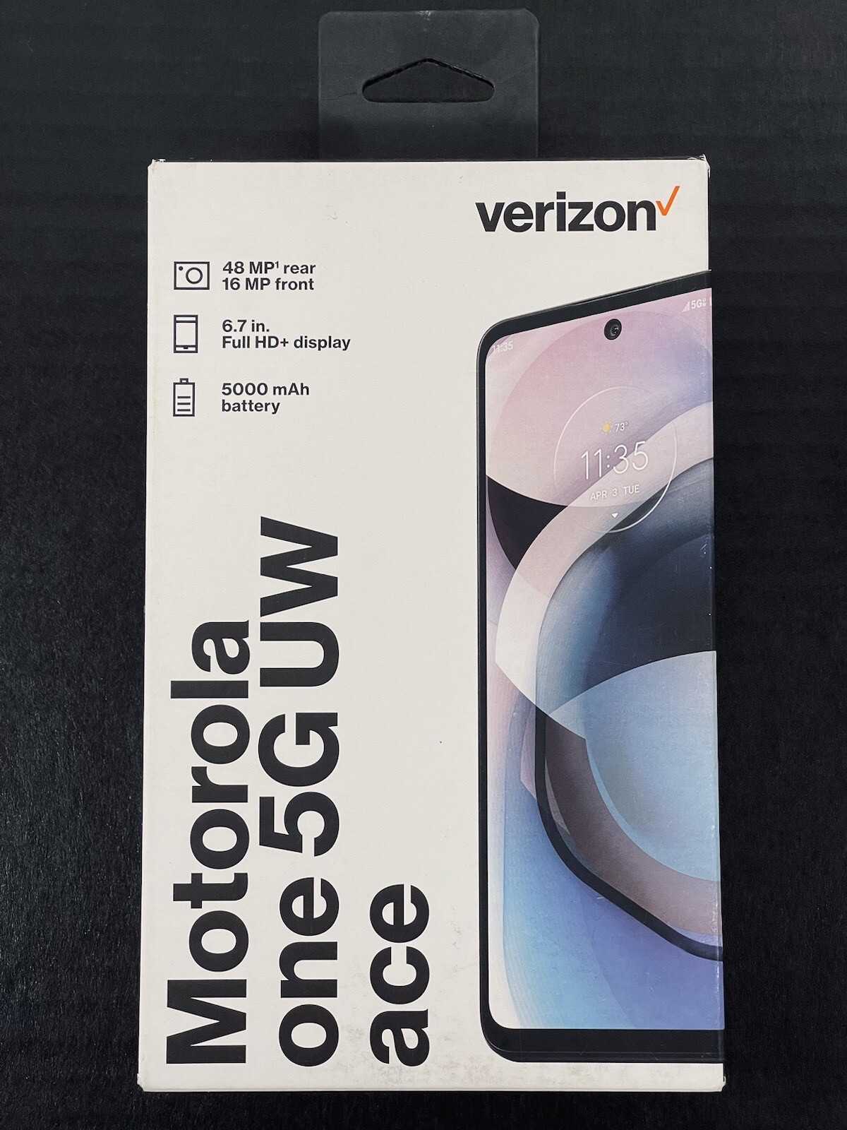 New/Sealed Verizon Motorola One 5GUW Ace Prepaid Volcanic Gray 64GB World Device