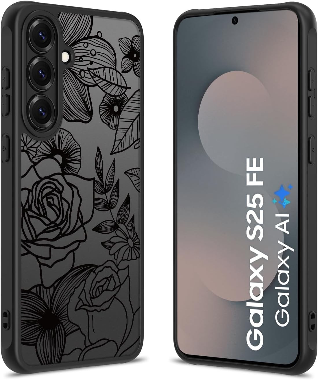 Girly Flower Phone Case for Samsung Galaxy S25 FE, Cute Aesthetic Floral Rose Pr