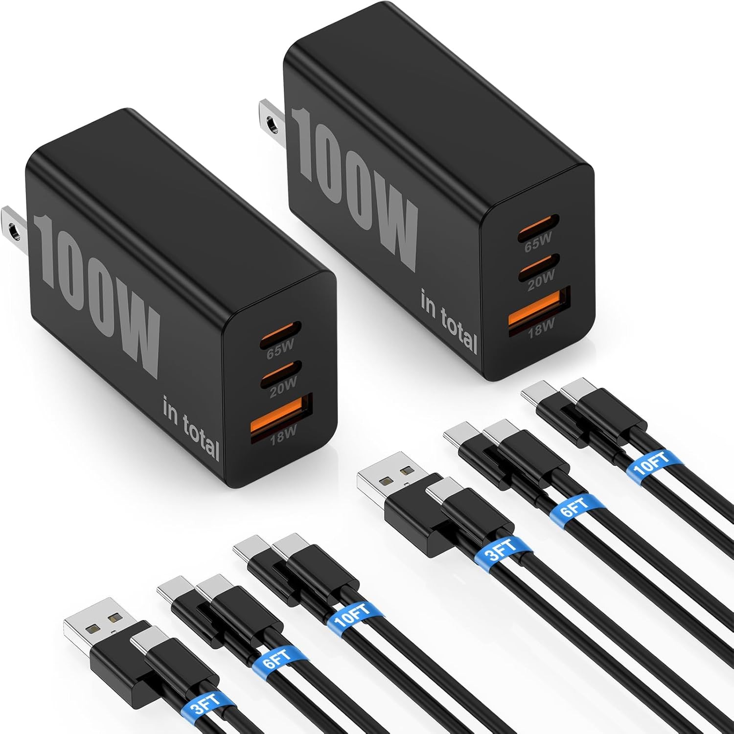 65W Type-C Charging Block, Super Fast Charger PD/QC 3.0 100W for Samsung Galaxy