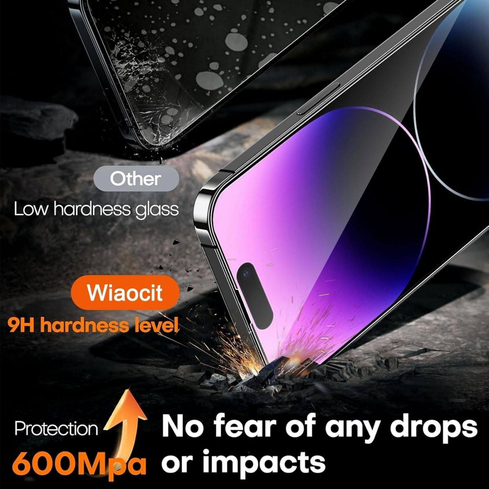 3 Pack Tempered Glass Screen Protector for iPhone 14 Pro Max, 9H Hardness