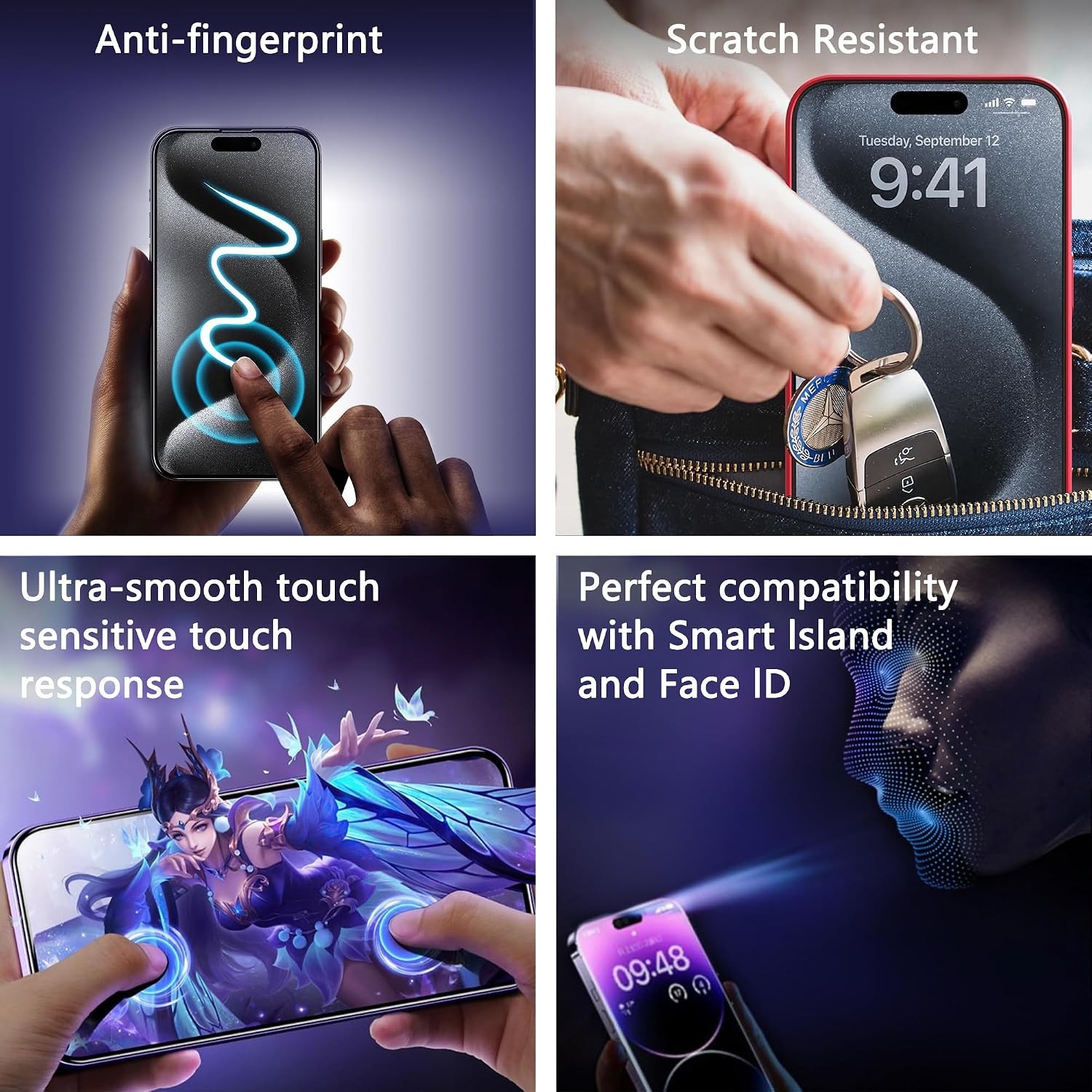 2PCS Anti-Spy Privacy Screen Protector for iPhone X/XS/11 Pro 5.8 Inch Full Cove