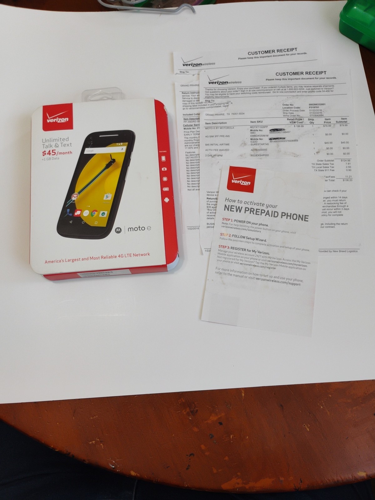 MOTO E XT1528PP 8GB Black (VERIZON) NEW SEALED,4G,2016 Original Paperwork