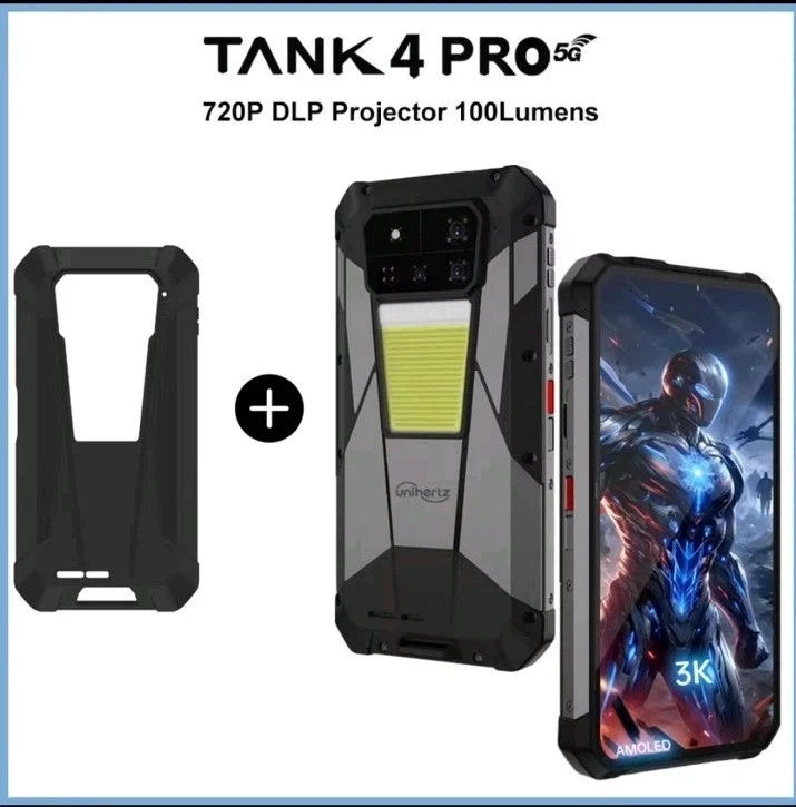 Unihertz Tank 4 Pro 5G Rugged Smartphone 18GB+1TB 720pProjector,3K AMOLED NFC