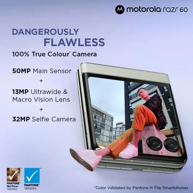 MOTOROLA Razr 60 (PANTONE Spring Bud, 256 GB) (8 GB RAM)-GLOBAL VERSION
