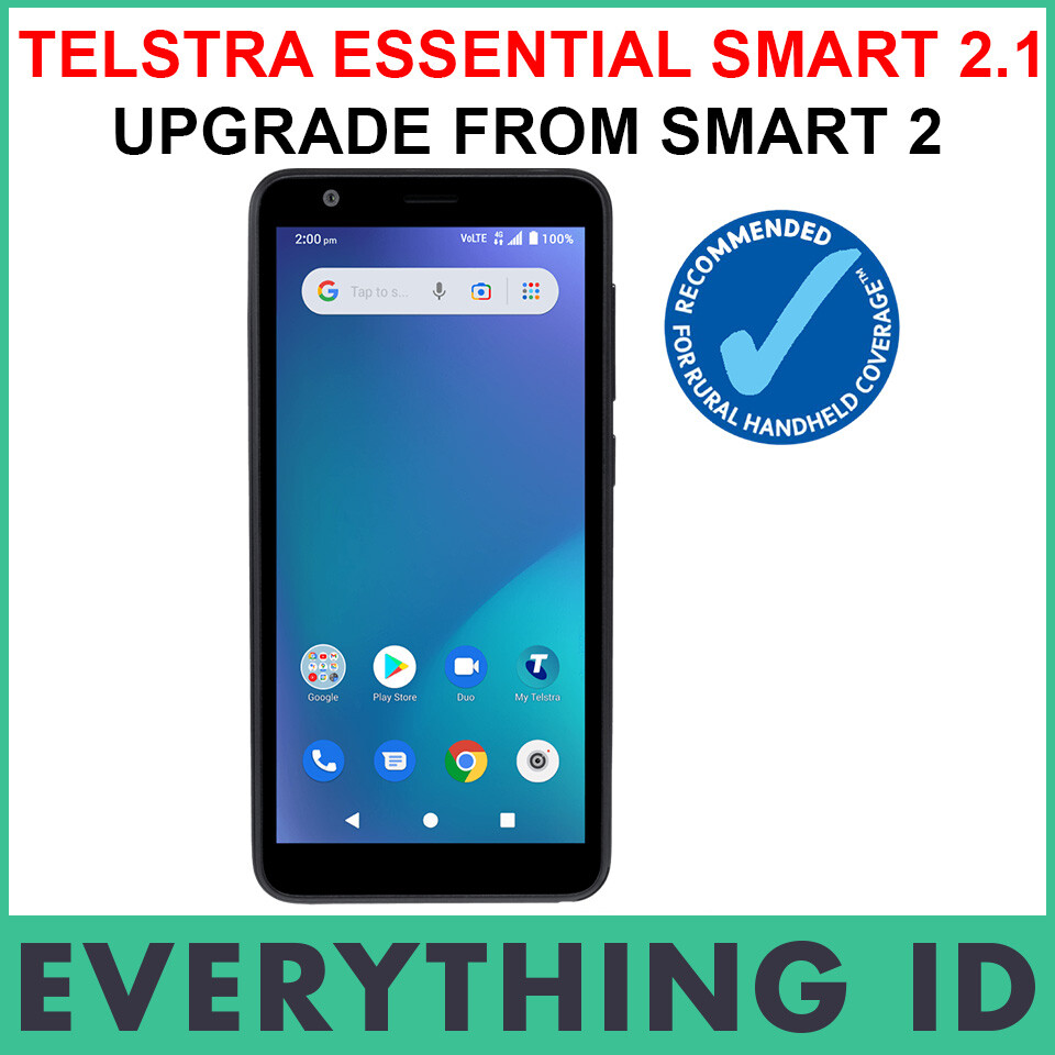 TELSTRA ESSENTIAL SMART 2.1 32GB 5″ BLACK 4G 4GX ANDROID BLUE TICK MOBILE PHONE