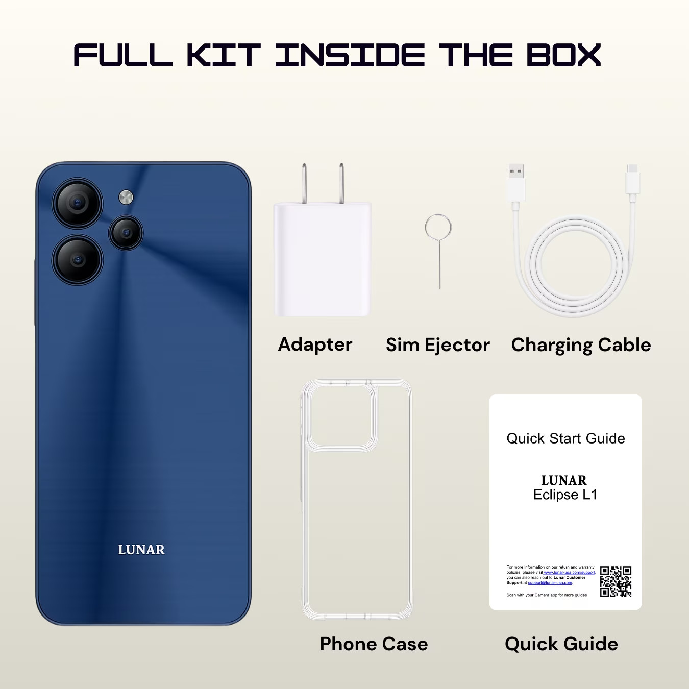 LUNAR Eclipse L1 5G Unlocked Smartphone 128GB 6.79″ FHD+ Android 14 Aura Blue