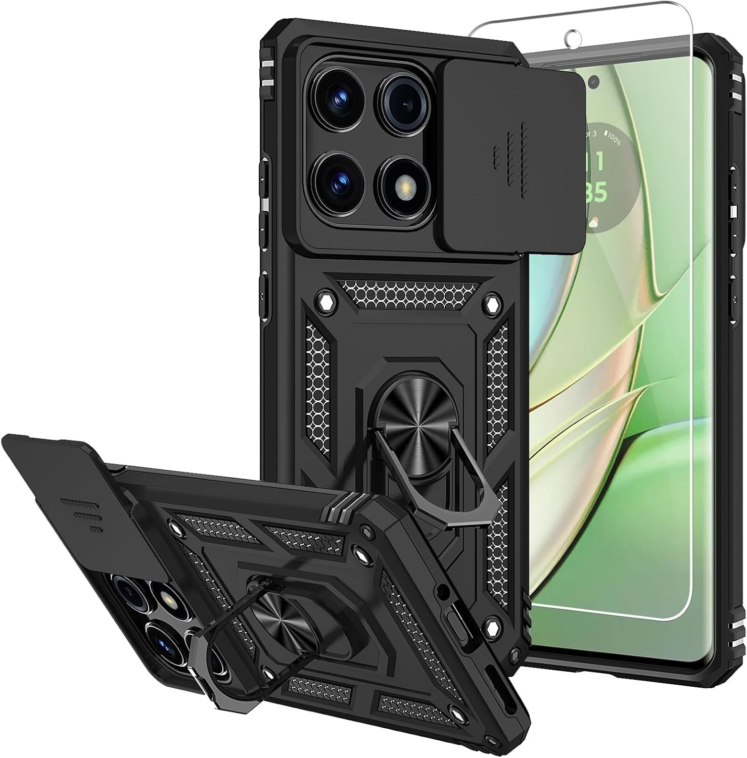 for Motorola Moto Edge 2025 Case with Tempered Glass Screen Protector Multicolor