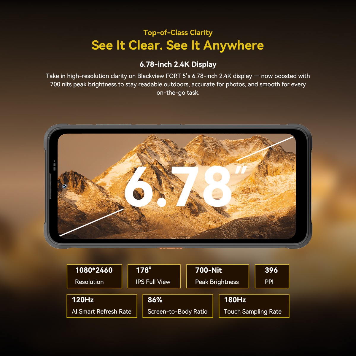 Blackview FORT 5 AI Rugged Smartphone 48GB+256GB 6.78″ 120Hz Android16 NFC 108MP