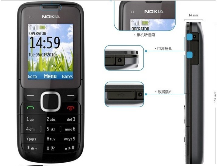 Bluetooth Nokia C1 C1-01 GSM 2G FM Original Radio High Quality CellPhone