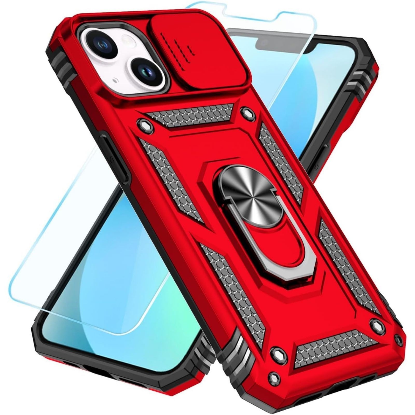 iPhone 12/13 Mini Case with HD Screen Protector & Slide Camera Cover & Kickstand