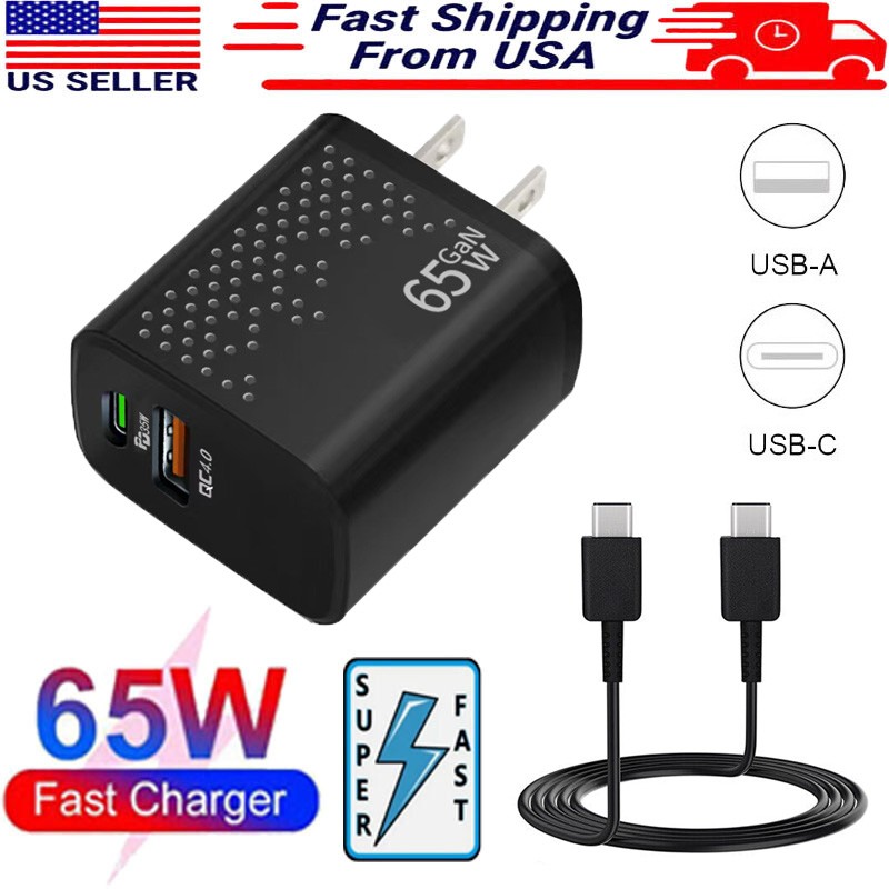 65W PD Fast Wall Charger+Type-C Cable For Samsung Galaxy S23 S22 S21 S20 Ultra
