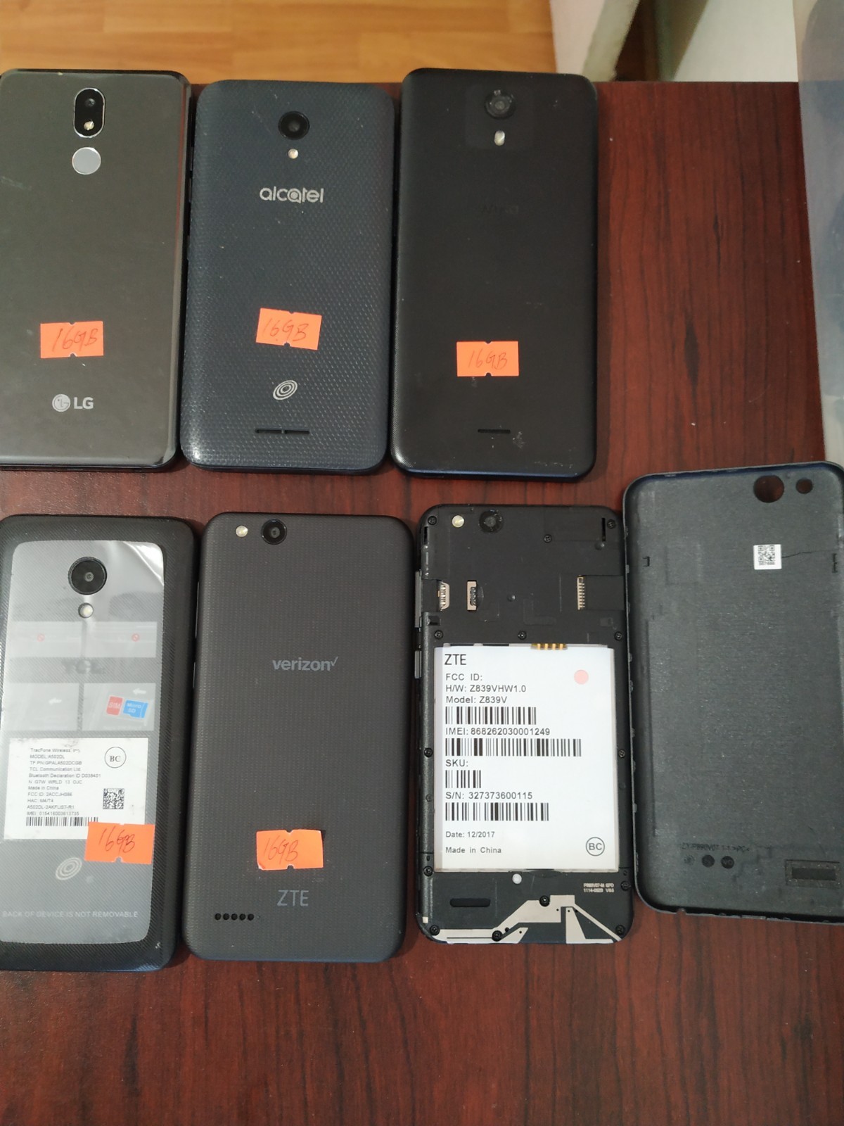 Lot of 10 Mixed Brand LG/WIKO/alcatel and other 16GB Smartphone