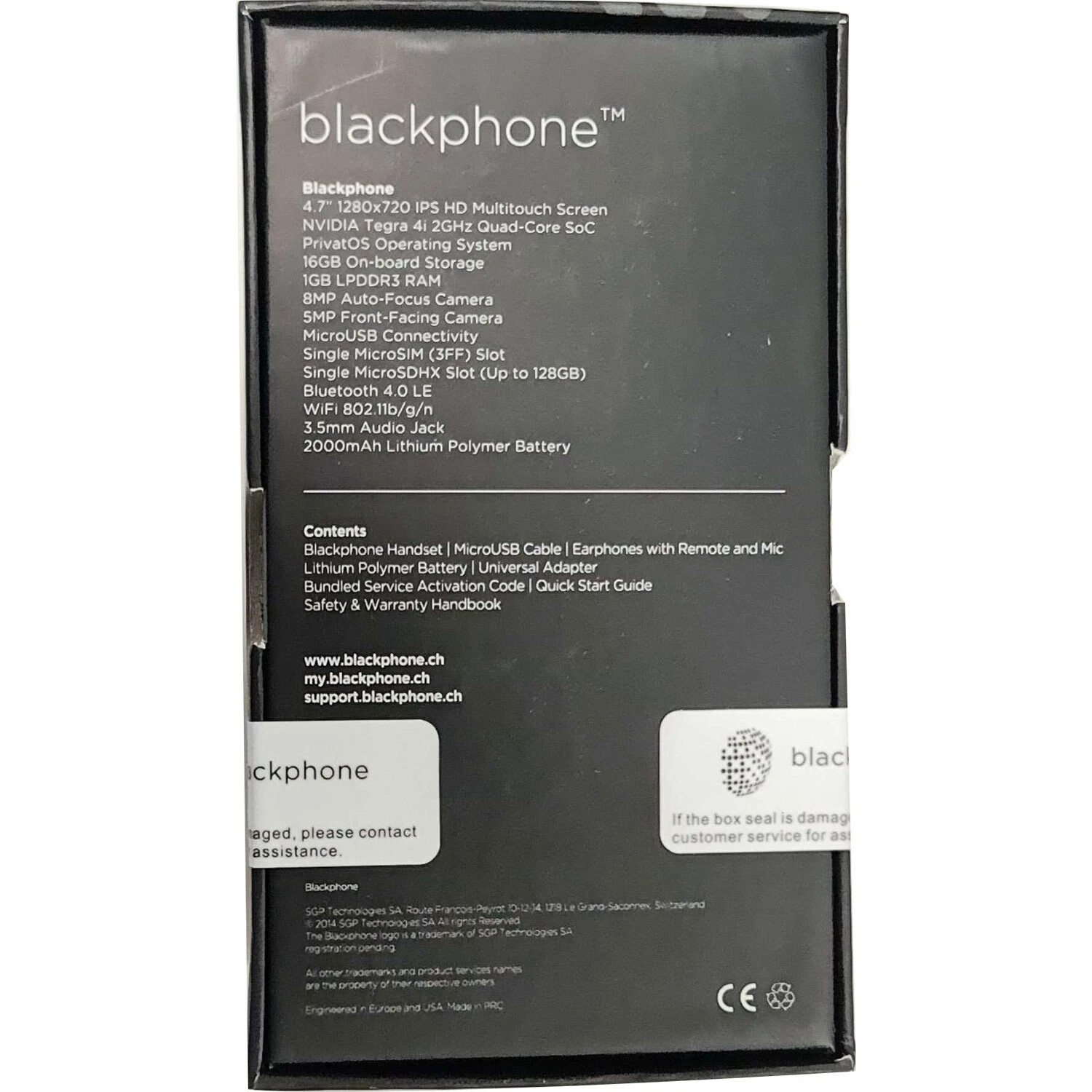 BNIB Silent Circle Blackphone BP1 4G Black 16GB + 1GB Single-SIM Unlocked GSM