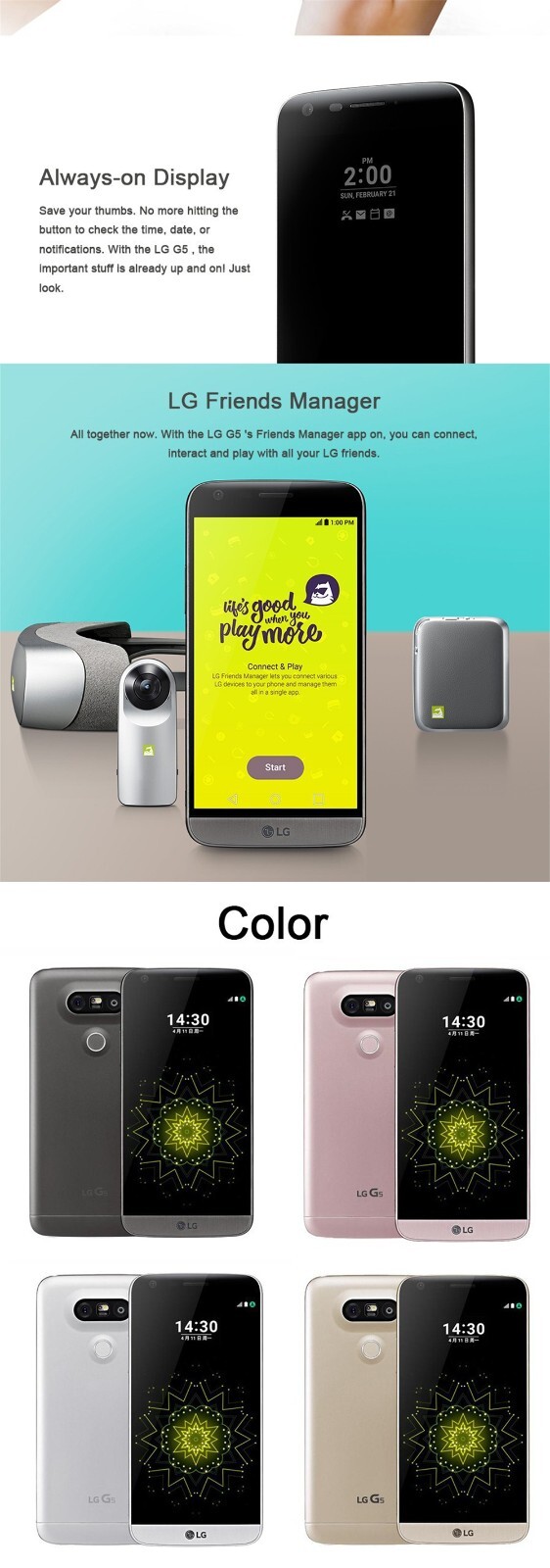 LG G5 H820 AT&T 32GB 4G LTE Unlocked Fingerprint Android Smartphone – NEW SEALED