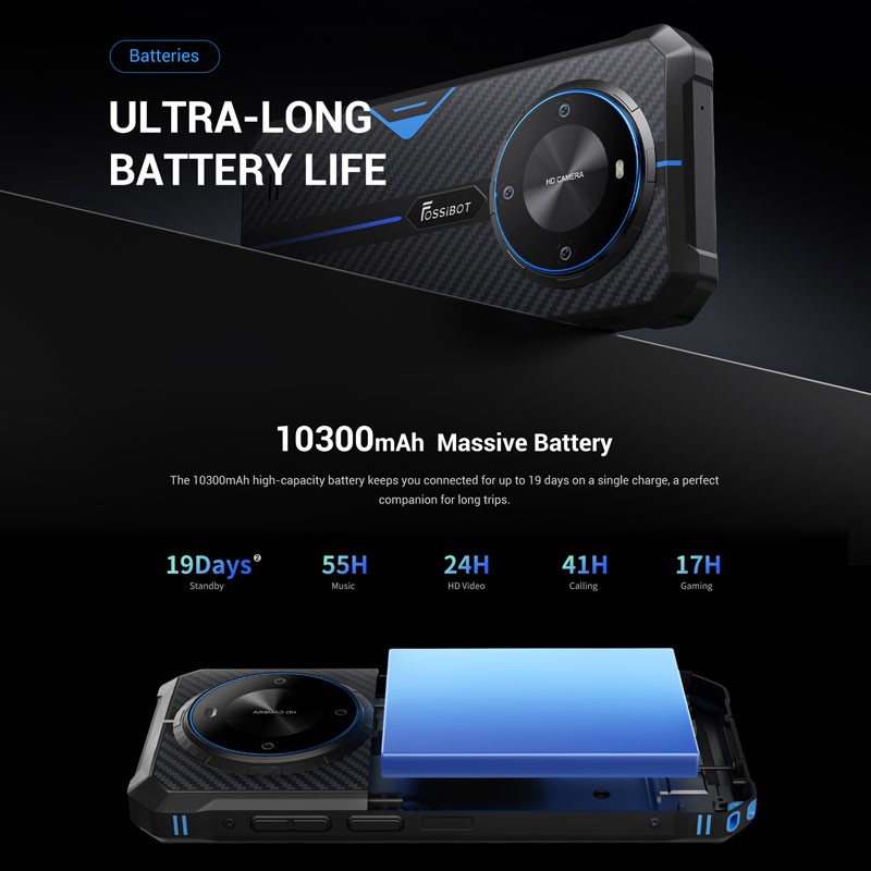 6.74″ FOSSiBOT F105 4G LTE Rugged Smartphone Android Dual SIM Outdoors 10300mAh