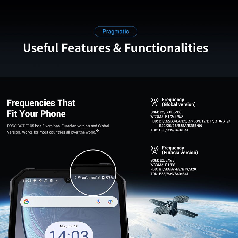 6.74″ FOSSiBOT F105 4G LTE Rugged Smartphone Android Dual SIM Outdoors 10300mAh