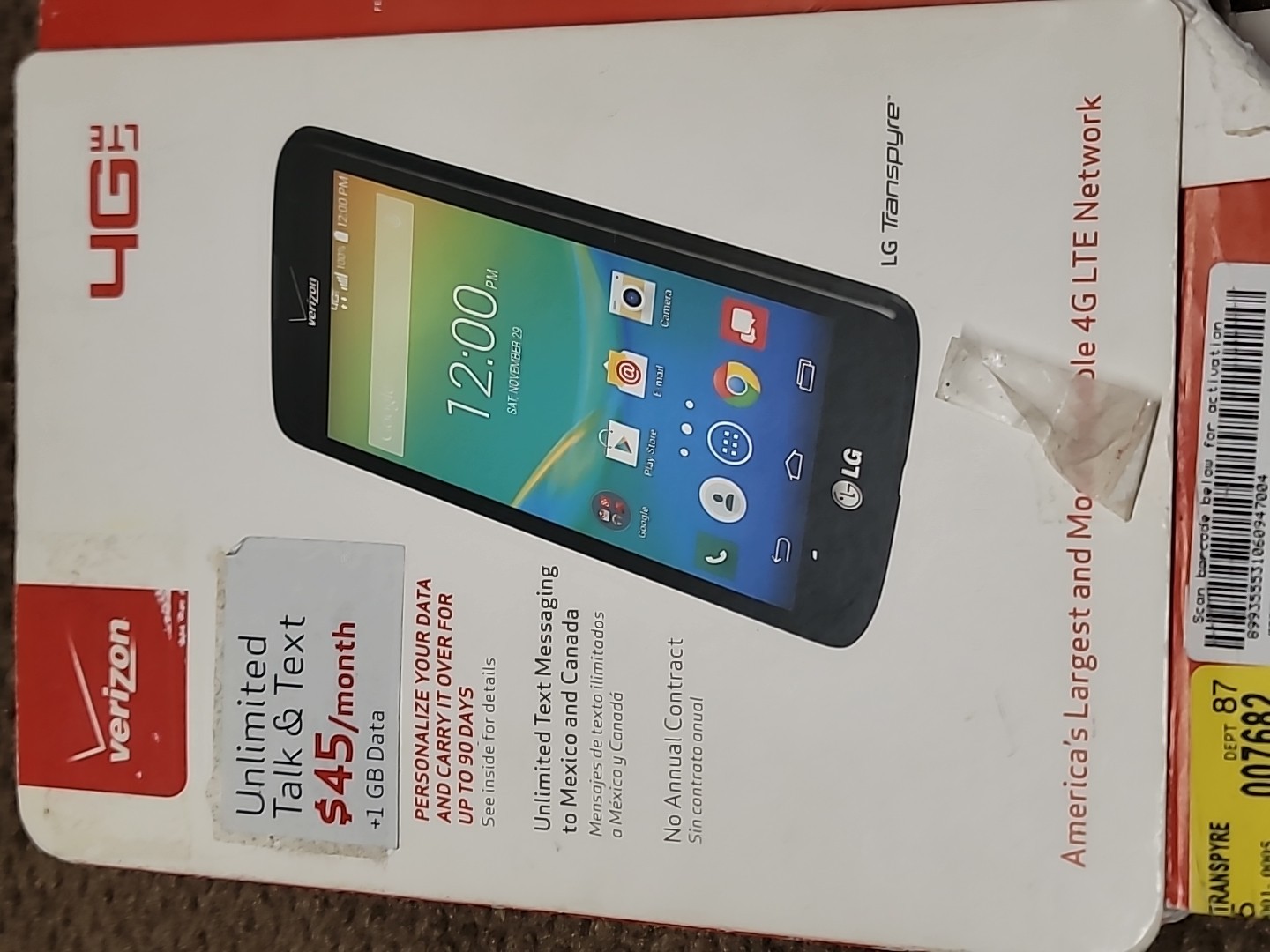 LG Optimus Zone 3 VS425PP Verizon Wireless Prepaid Smartphone 4.5″ 4G LTE Black