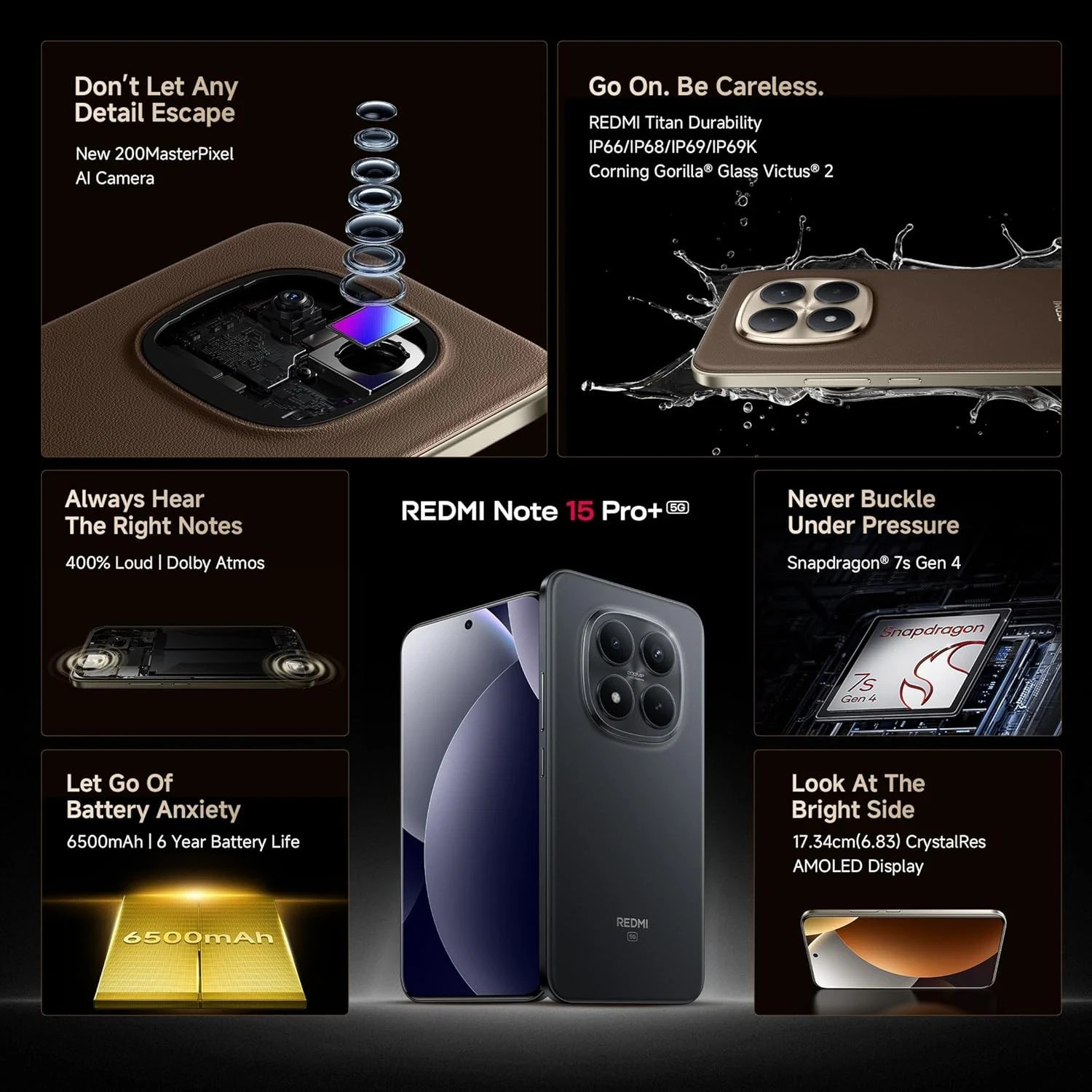 REDMI Note 15 Pro+ 5G (Mocha 8GB+256GB) Esim Snapdragon 7s Gen 4 Global Version