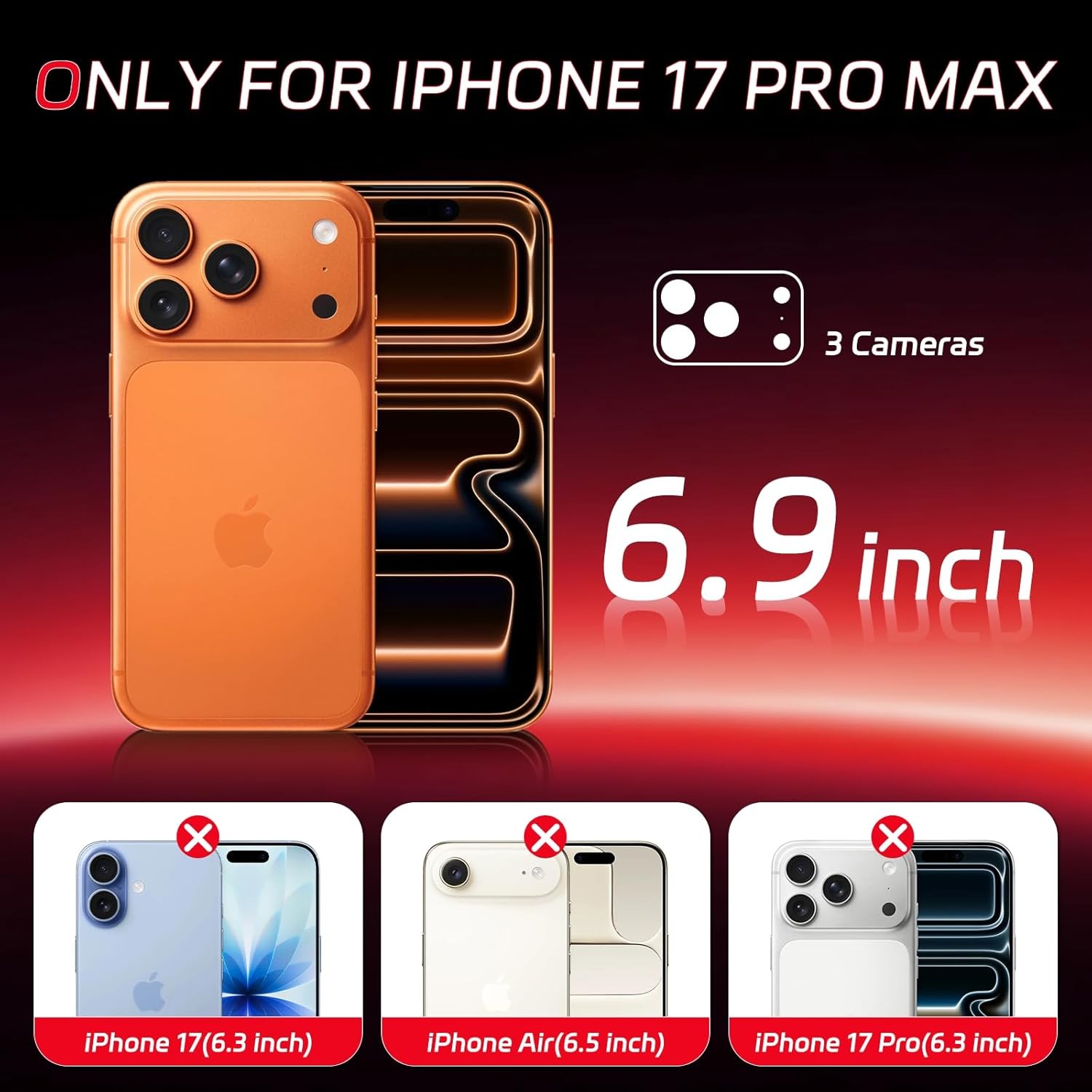 iPhone-17-Pro-Max Case, Metal Kickstand, Military-Grade Heavy Duty Protection Fu