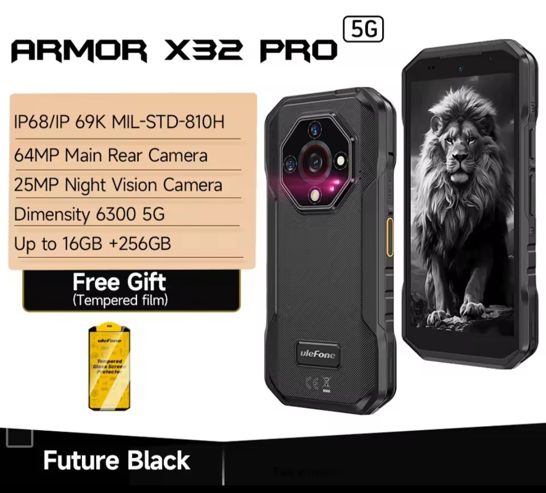 Ulefone Armor x32 Pro 5G Rugged Smartphone 16GB+256G 64MP/Night Vision 5.65″ NFC